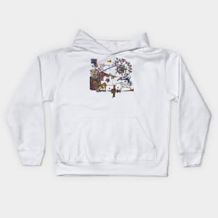 WEIRD MEDIEVAL BESTIARY WAR,UNICORNS FIGHTING MONKEY AND MONSTER Kids Hoodie